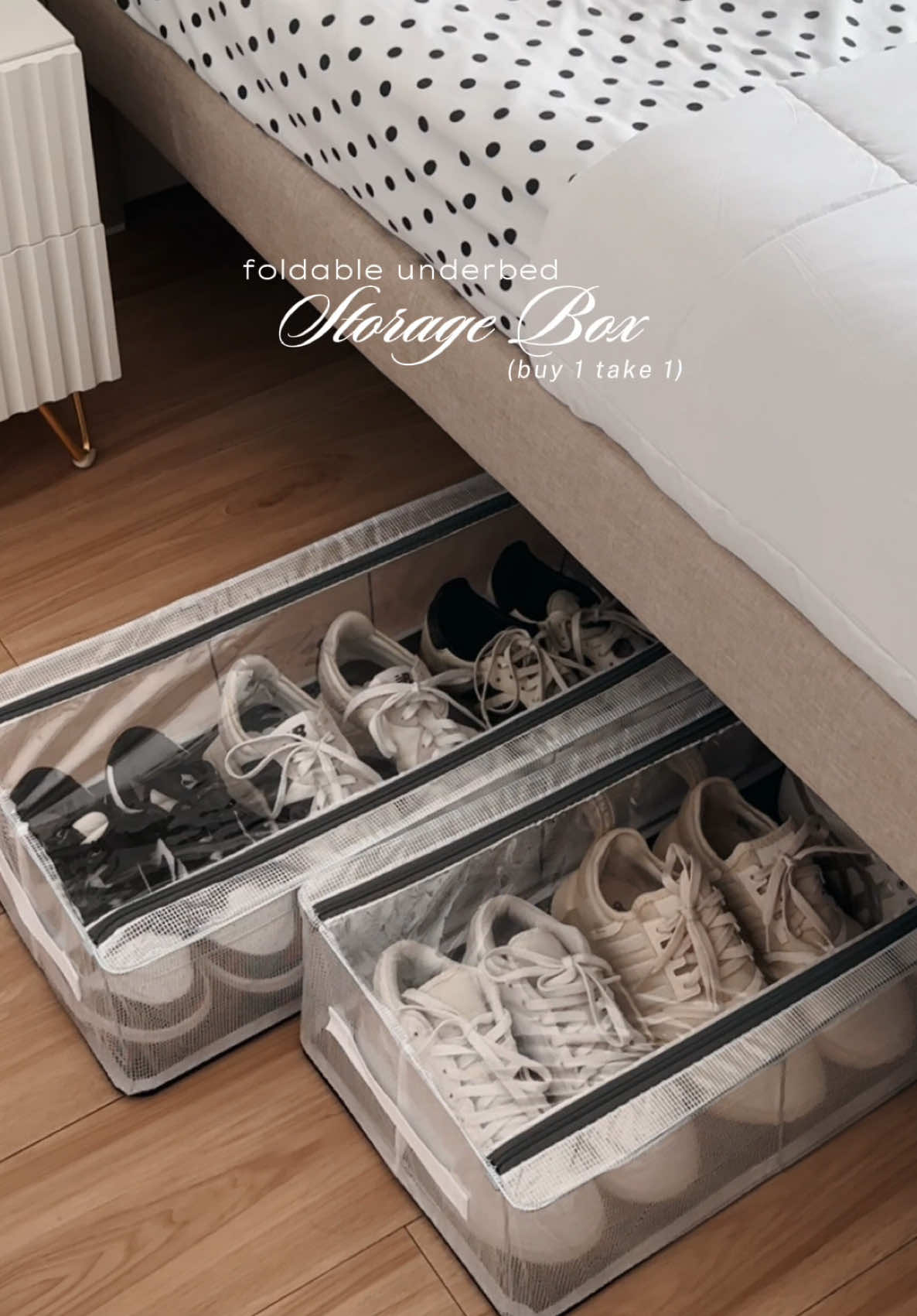Space-saving home hack! Foldable Underbed Storage Box (B1T1)  Waterproof, dustproof & durable – perfect for clothes, shoes, blankets & more. #storagebox #underbedstoragebox #storageorganizer #spacesaverorganizer #foldablestoragebox 