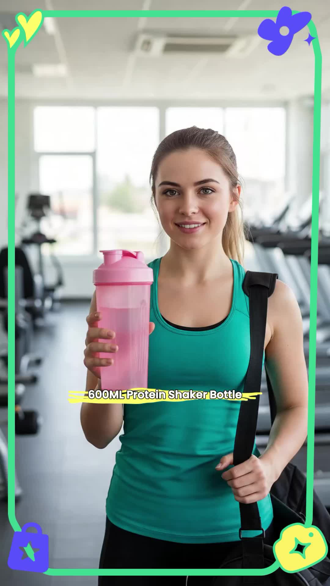 600ML Shaker Bottle Gym Sports Large Capacity Protein Powder Milkshake Plastic Water Cup Portable, Ideal for Fitness Enthusiasts 