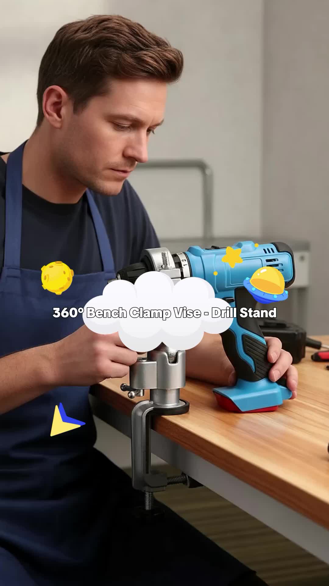 Bench Clamp Vise, 360 Degree Universal Electric Drill Stand Grinder Holder Bracket for Jewelry Making Springtok 