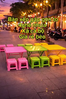 Bộ bàn ghế gấp gọn  ,4ghế nhựa 1 bàn xếp gấp gọn mua ở giỏ hàng để được miễn ship #noithat #dadung #bobanghe #banghegapgon #ghenhua 