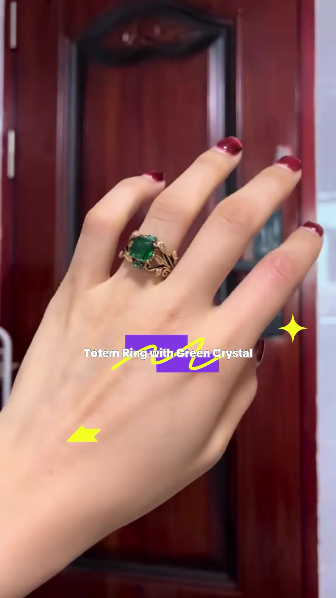 Ancient Totem Ring with Green Crystal Energy Grounding Tribal Design for Men & Women Spiritual Protection Jewelry with Healing Properties Hand Fabricated 