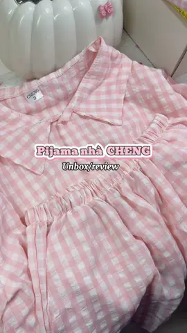 Bộ ngủ kẻ caro , mặc vào xinh lắm nha #review #unboxing #bongucute 