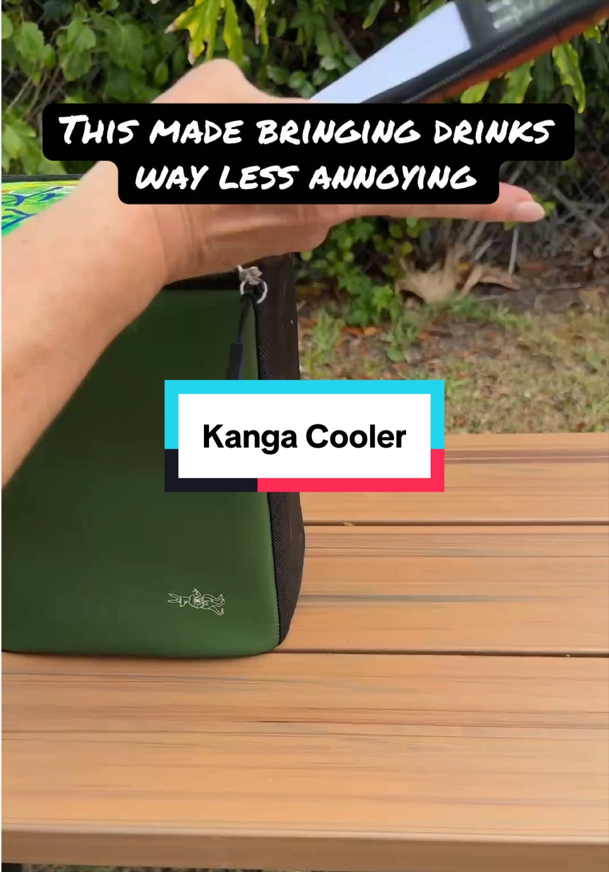 Tired of dragging around a big cooler and messy ice? This Kanga cooler makes it way easier to grab a cold 12-pack and go. #tiktokshopfinds #cooler #outdoorfinds #tailgatefinds #summerfinds