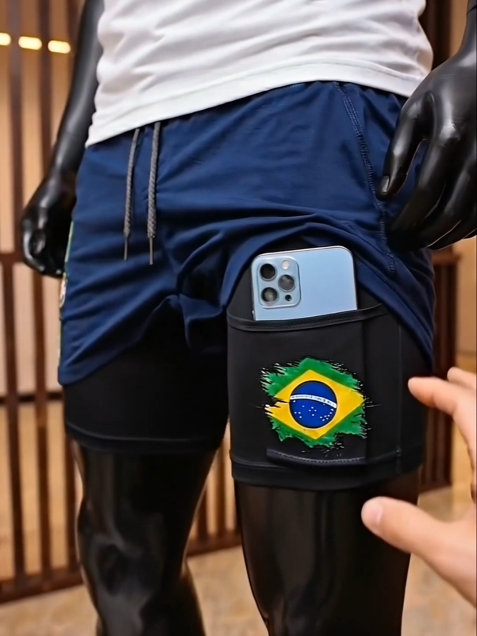 Bermuda De Compressão 2 Em 1 Dry Fit Com Elastano BRASIL 02 Ideal Para Treinos Academia