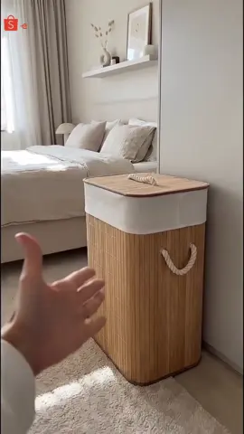 Cesto de roupa suja de bambu 72L com tampa e alças. Ideal para organizar lavanderia, banheiro ou quarto com praticidade, elegância e ótima capacidade. 🧺✨ #cesto #comprasonline #foryoupage 