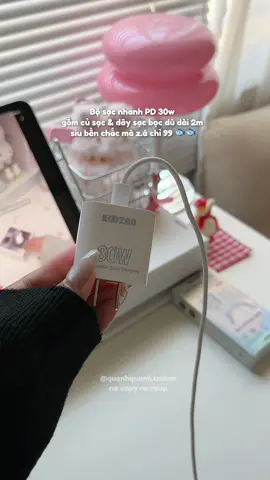 Nguyên bộ sạc nhanh bọc dù 2m mà zá chưa tới 100🐟👀#quenhquenhreview #bosacnhanhiphone #bosacnhanhpd30w #bosacnhanh 