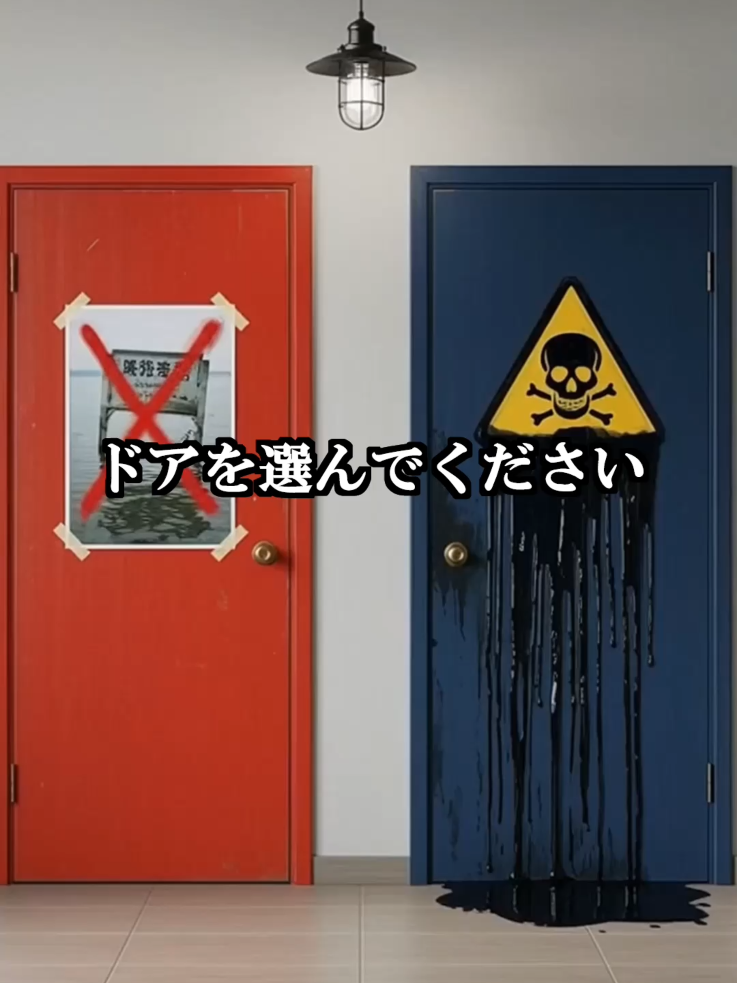 じっくり考えてドアを選んでください Pick a door! 「ドアを選んでください」 どちらのドアを選ぶかで、あなたの運命が決まります。 選んだ方のドアをコメントに残していってくださいね。 それでは扉の向こうでお待ちしています。 VOICEVOX：青山龍星 #ホラー #恐怖 #心霊 #backroom #liminalspace
