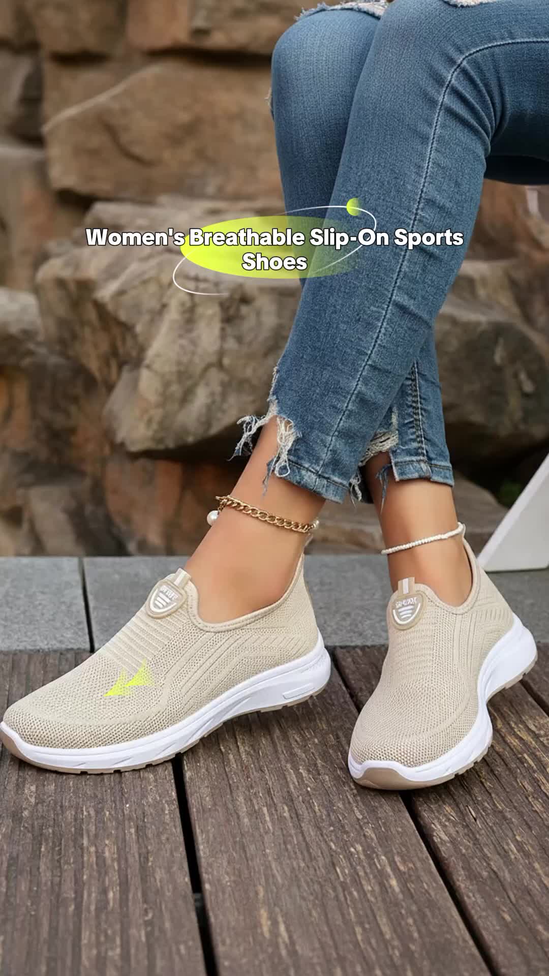 Women's Breathable Casual Sports Shoes, Fashion Solid Color Knitted Lightweight Soft Sole Slip-On Walking Shoes, Suitable for Outdoor Exercise #allseasonwear #knitsole #breathableshoes #onestepshoes #TikTokFashion #softfootwear #walkingshoes