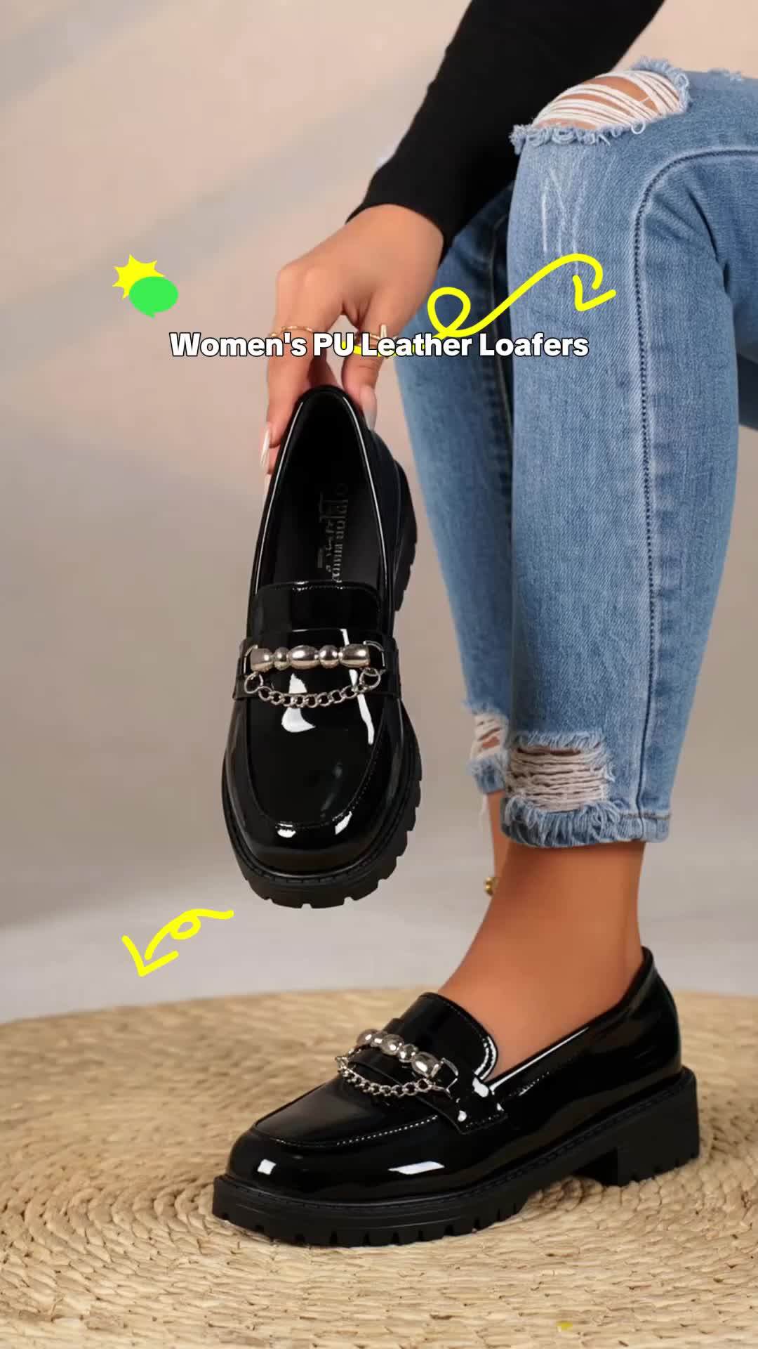 Women's Elegant Business Casual PU Leather Loafers, Thick Sole Single Shoes, Comfortable Fashion Design, Perfect for Daily Wear #loafers #luxuryshoes #comfyheels #trendyheels #shoefashion #fancyshoes #womenwedge #businesscasualshoes #shoesforfall #womensclassyflatshoes