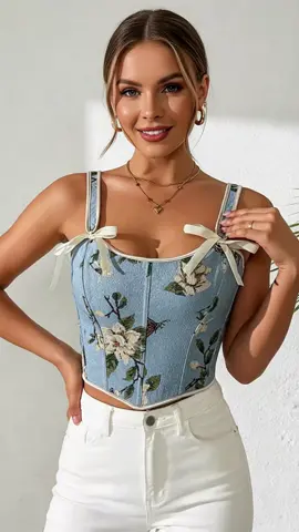 Women's Floral Print Adjustable Lace-Up Corset Shapewear Tank Top, Stylish Bow Detail Design, Ideal for Everyday Comfort & Support #shapewear #tanktop #shapewearshorts #viralshapewearbodysuit #tummycontrolleggingss #shapewearwithbra #shapewearbathingsuit #womenstanktop #corsetoutfits #waistshapewear