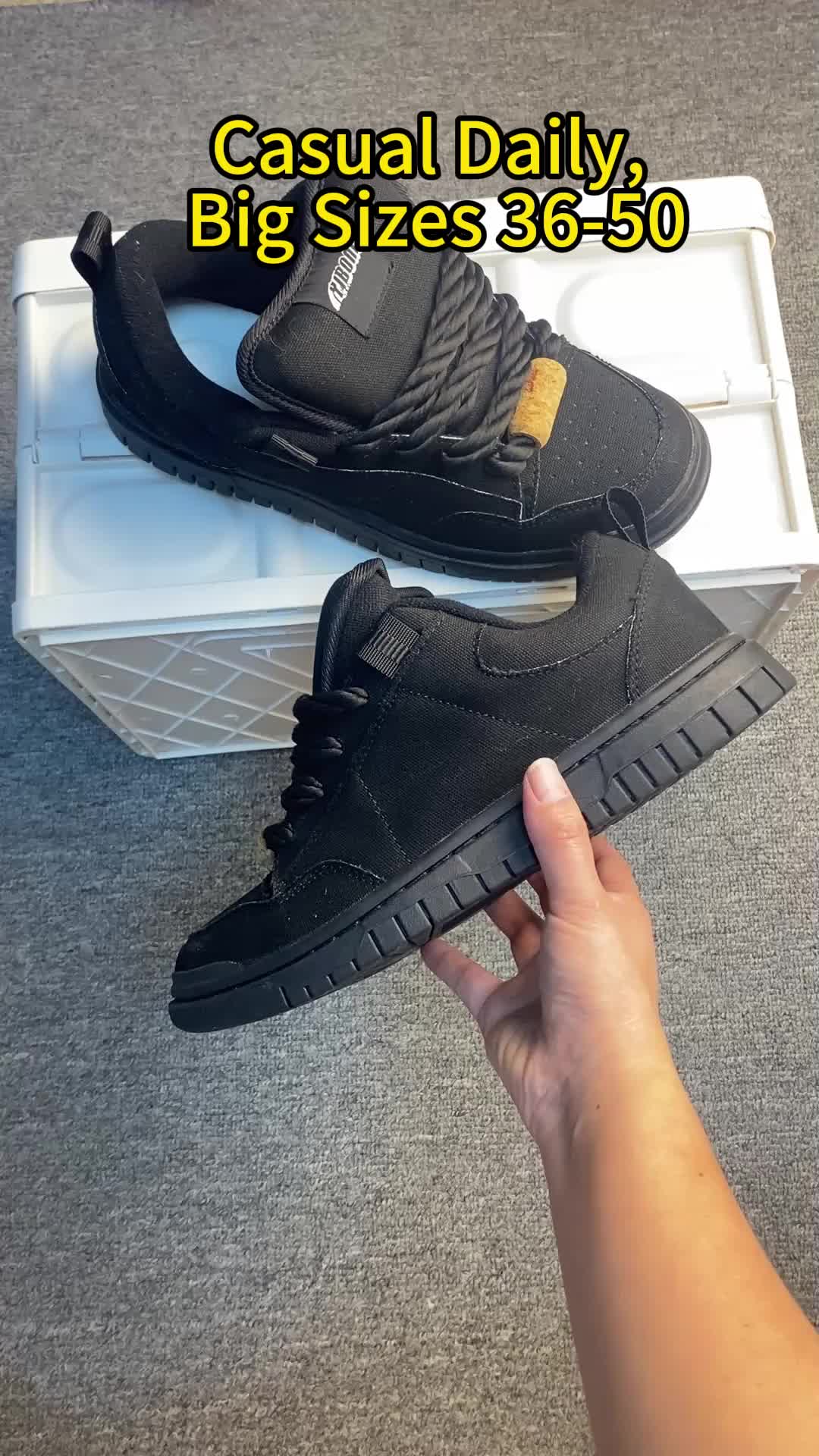 2026 New Men’s Black Dad Sneakers, Size Large, Thick Sole, Chunky Platform, High-Top Tongue, Casual Bread Shoes, Trendy Style, 50 Size 