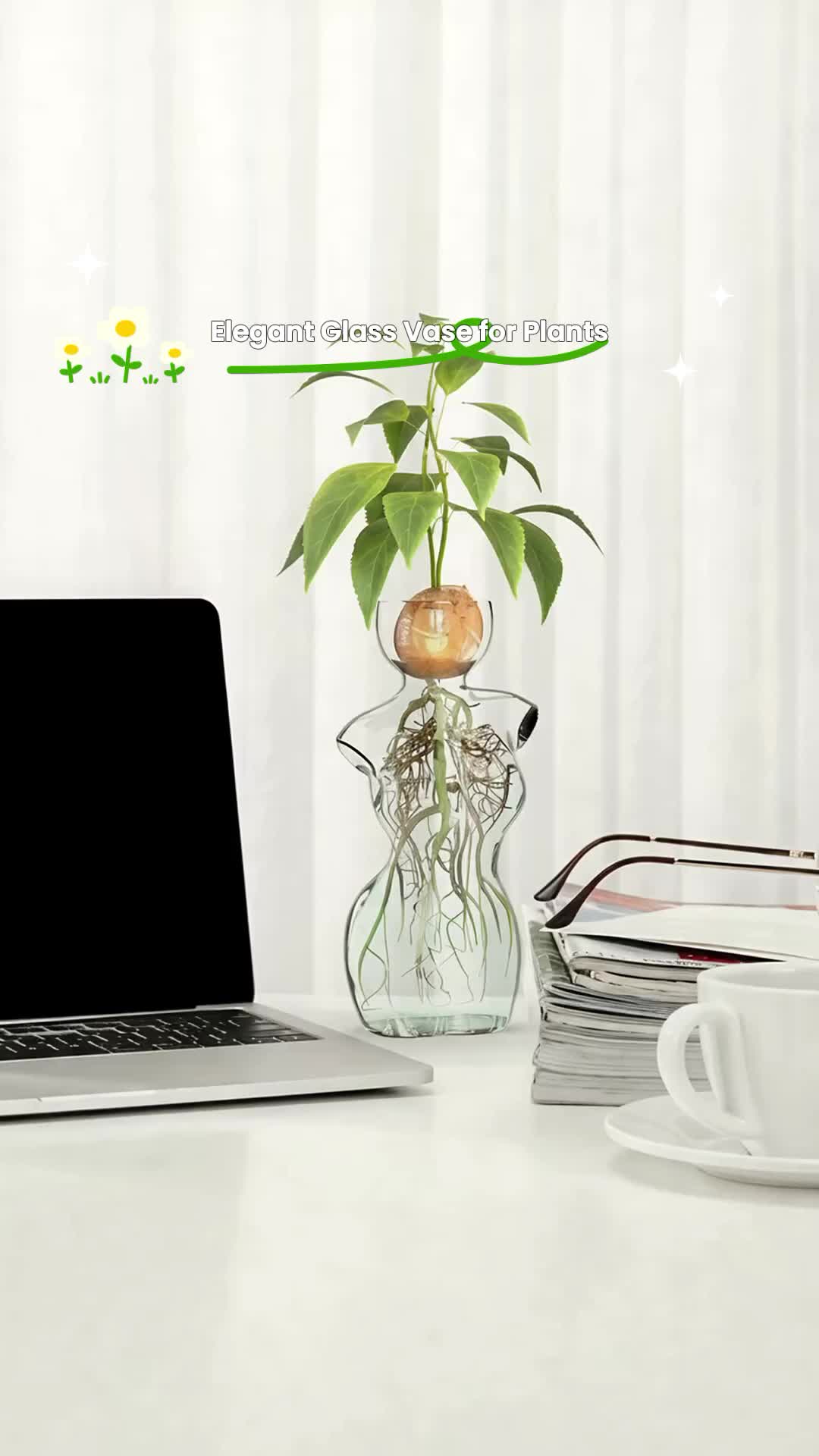 Elegant Female Silhouette Glass Vase, Plant Propagation, Perfect for Avocado Sprouts and Cuttings, Amazing Home Decor Centerpiece 