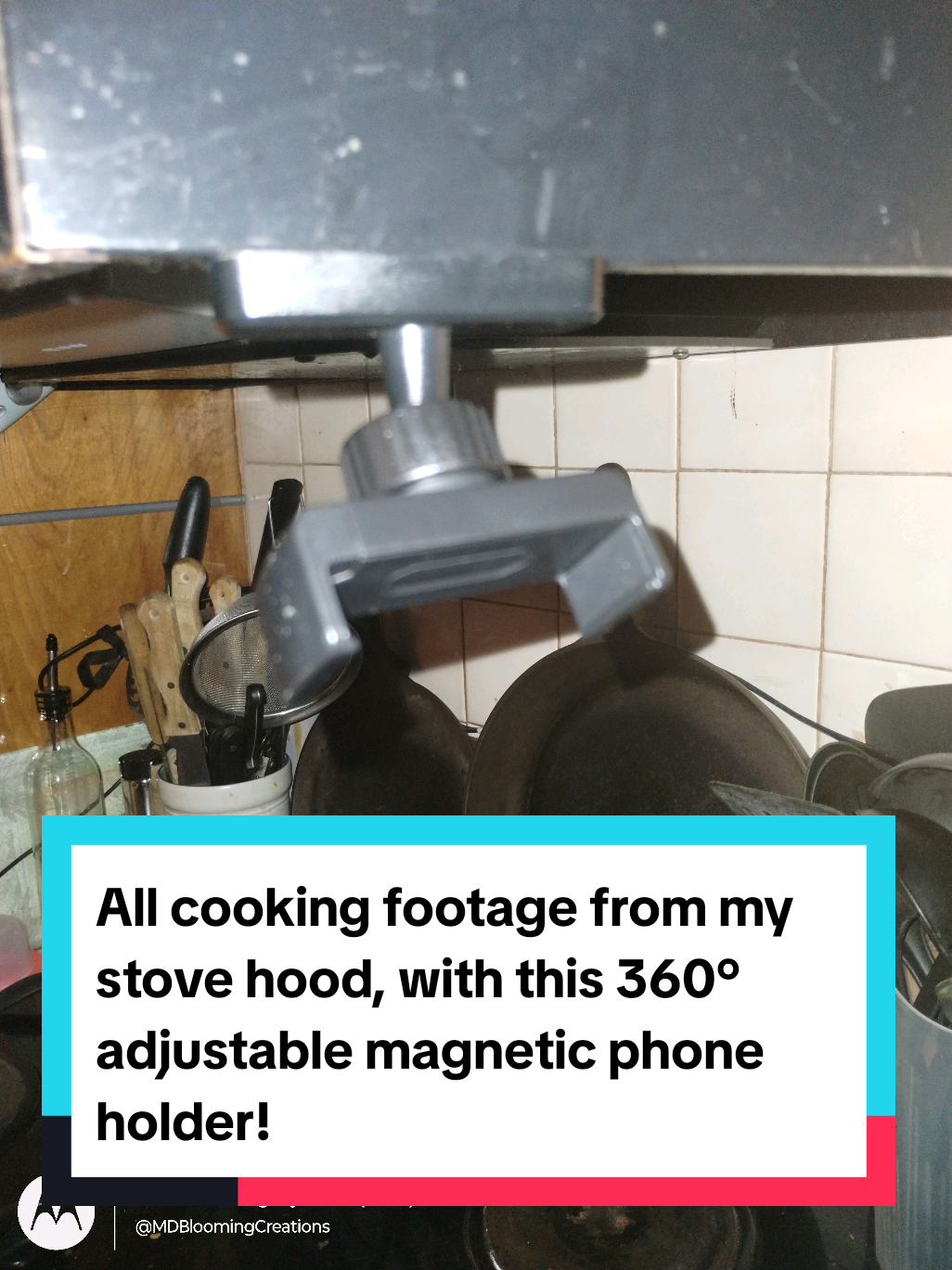 360° Adjustable Magnetic phone holder views 😁 All cooking footage filmed from my stove hood with this product! 