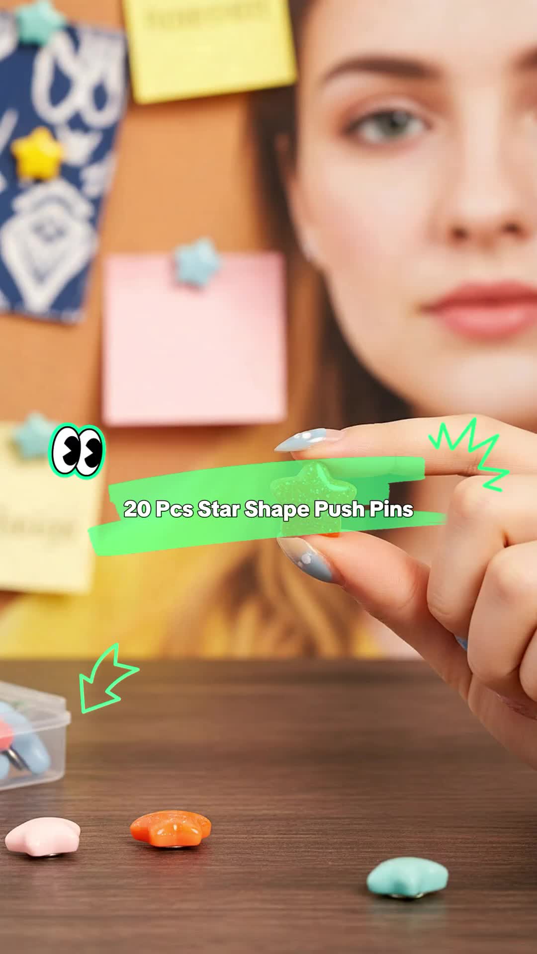 20 Pcs Star Shape Multi-Color Push Pins, Plastic Glitter Thumb Tacks Cute Drawing Pins for Corkboard Wall Hanging Calendar Photo Bulletin Board Map Office Home Decor 