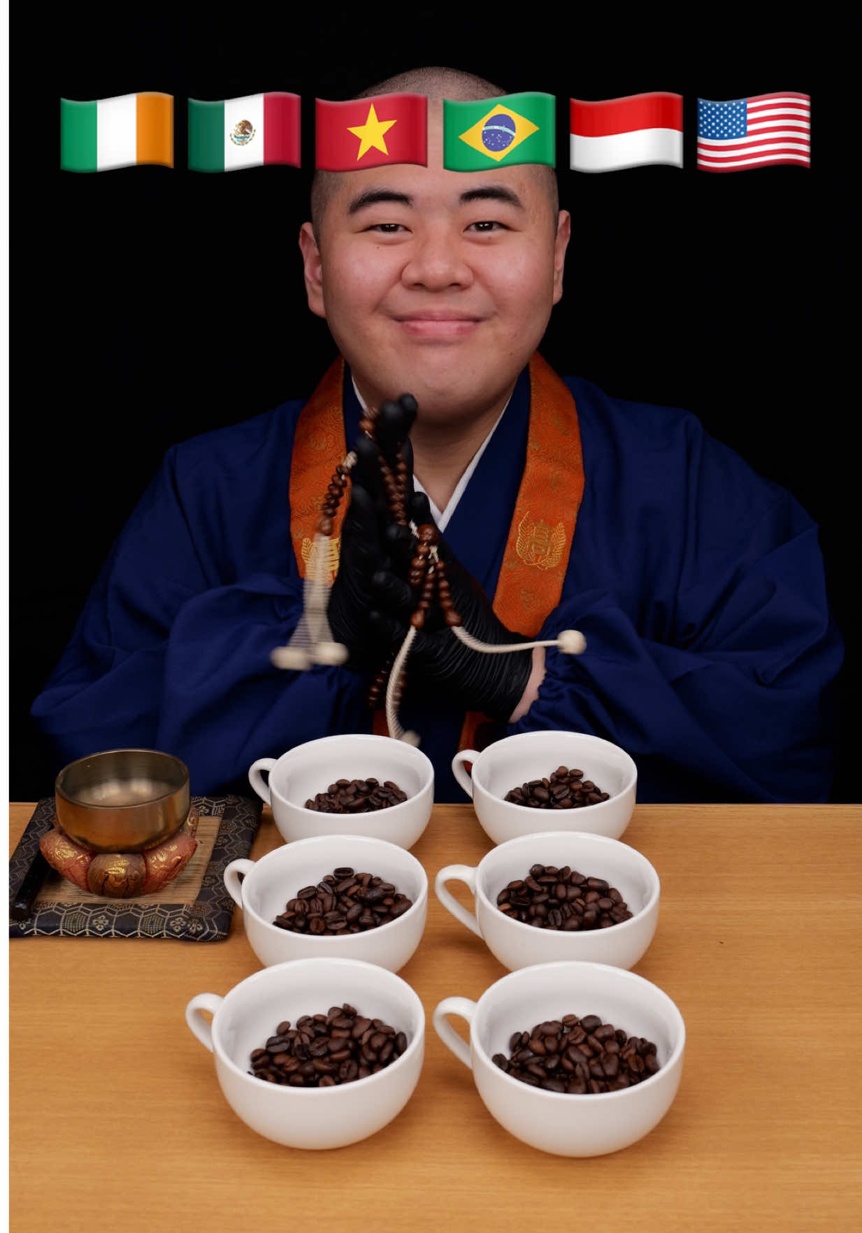 ☕️Monk Taste Tests Coffee from Around the World #僧侶 #monk #ASMR #Muckbang #tastetest 