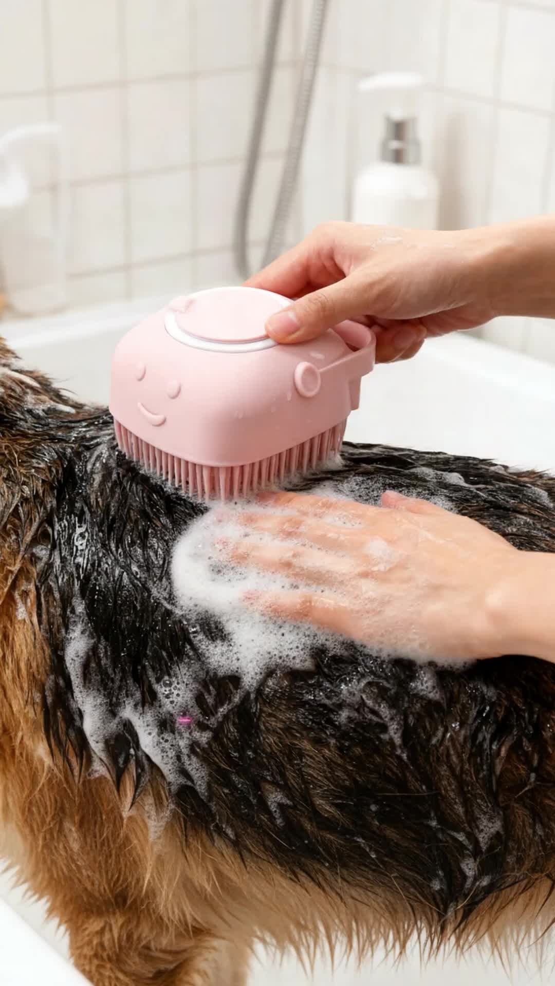 Multicolor Silicone Pet Bath Brush with Built-in Shampoo Dispenser Soft Bristles Non-Slip Handle for Stress-Free Grooming of Dogs & Cats #pets #dog #petgrooming #brush #petproducts #petlife #cleaning #bath #petcare
