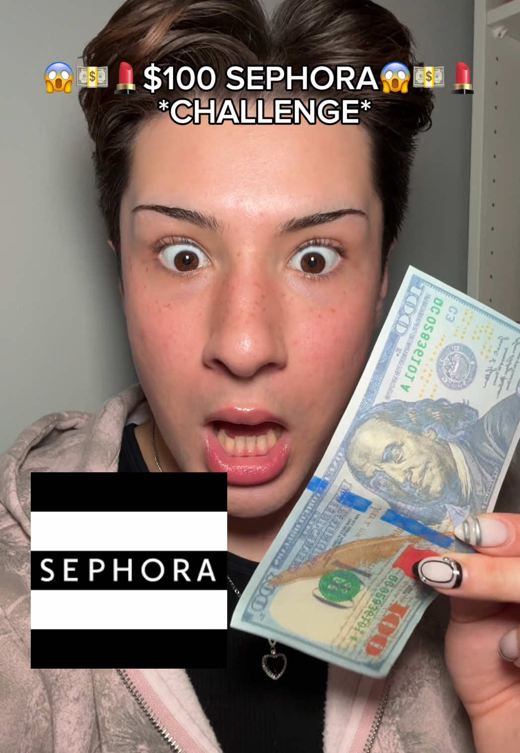 $100 SEPHORA CHALLENGE??!😱🤔😭 #makeup #beauty #viralmakeup #makeupchallenge #sephora 