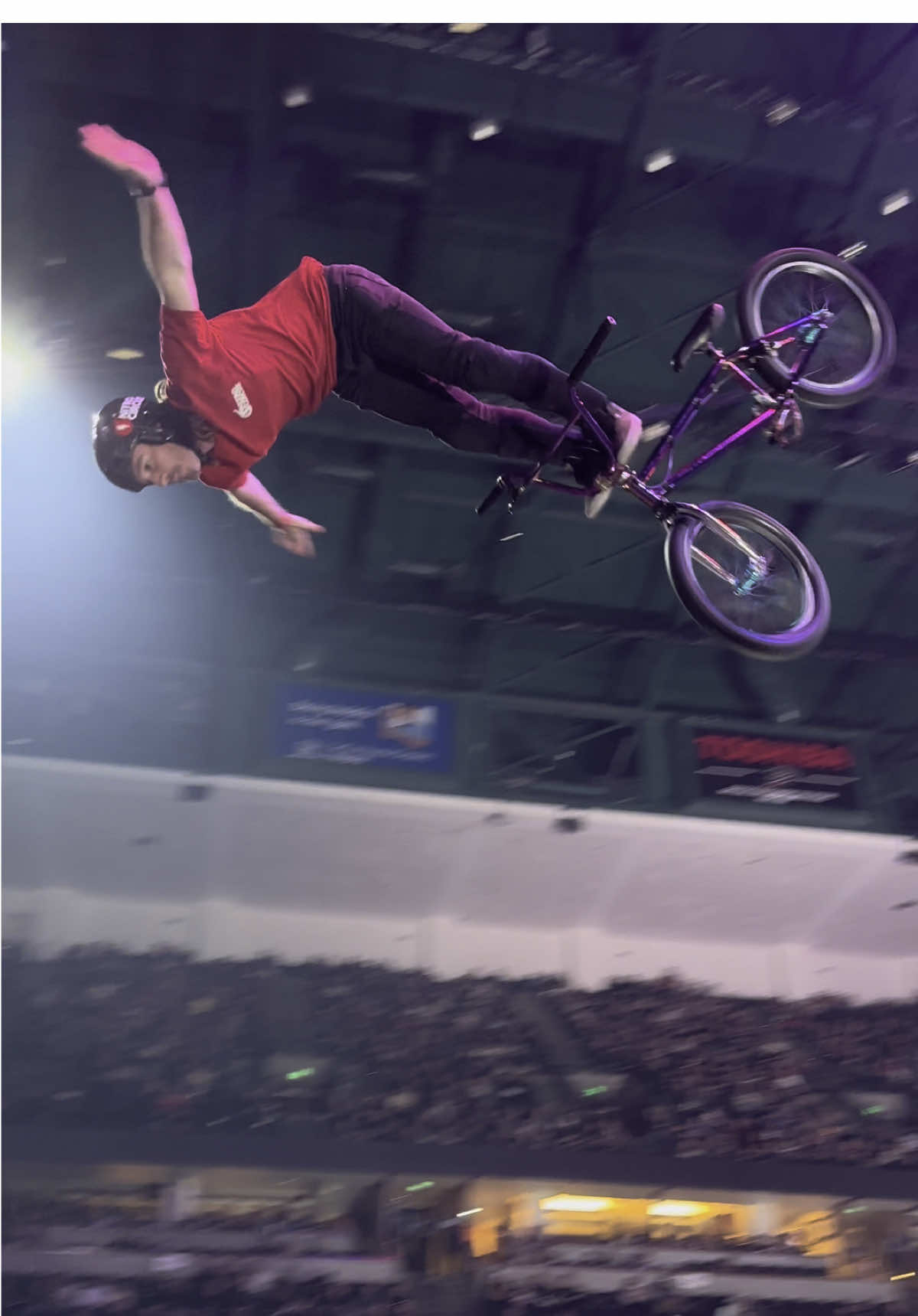 This might be the most insane flip multi trick combo on a BMX. Double grab, to cliffhanger. Take a bow Kurtis Downs. 