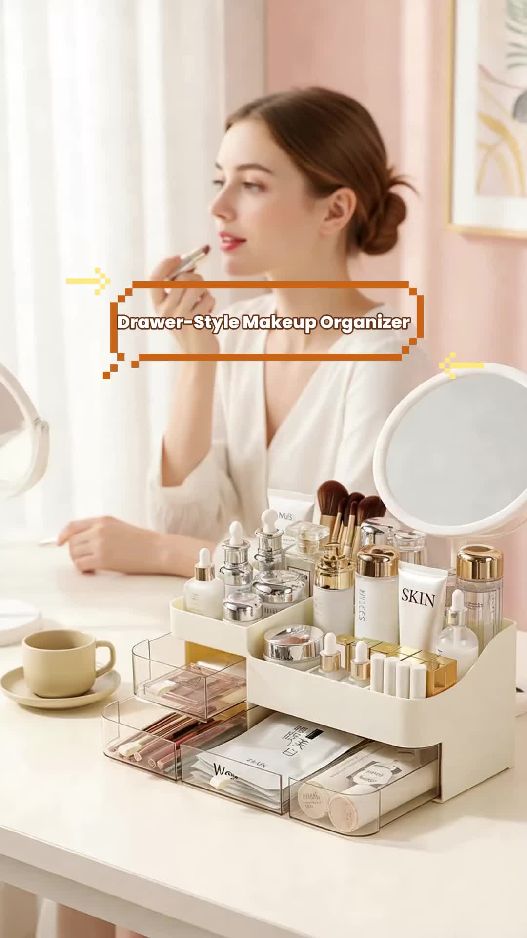 Drawer-Style Cosmetic Storage Box, Desktop Makeup Organizer, Skincare Display Rack, Lipstick Sorting Box, Fashion Jewelry Holder #storageboxorganizer #vanityshelves #makeupbagmusthaves #skincaredupe #drugstorebeautyreview #beautyretail #skincareandmakeup #beautyproductmusthaves #diymakeupvanity #drugstoremakeuproutine