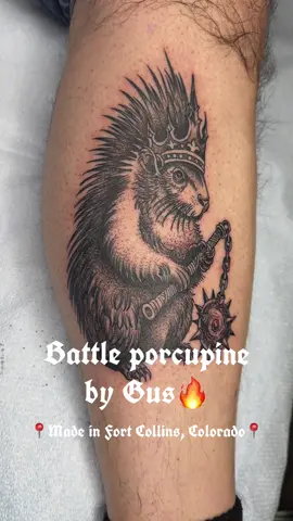 Porcupine and mace by @GusEspinozaJr  You can book with gus via the link in his bio on insta or through his website https://www.gusespinozajr.com 3307 S College Ave, Unit 102-B Fort Collins, Colorado. #tattooartist #raventattoo #coloradotattooartist #chesttattoo #fyp