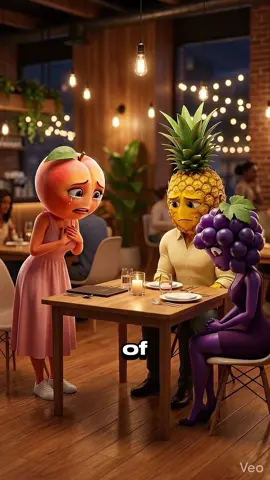 Part 1 - Pineapple and peach family, and his friend - grape. Follow to watch what next #aianimation #cartoons #storytelling #kitchen #talking 