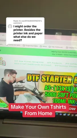 Replying to @user8146800598510 Everything You Need To Make Tshirts From Home #tshirtbusiness #tshirtprinting #dtfprinting #customtshirt #clothingbrandowner 