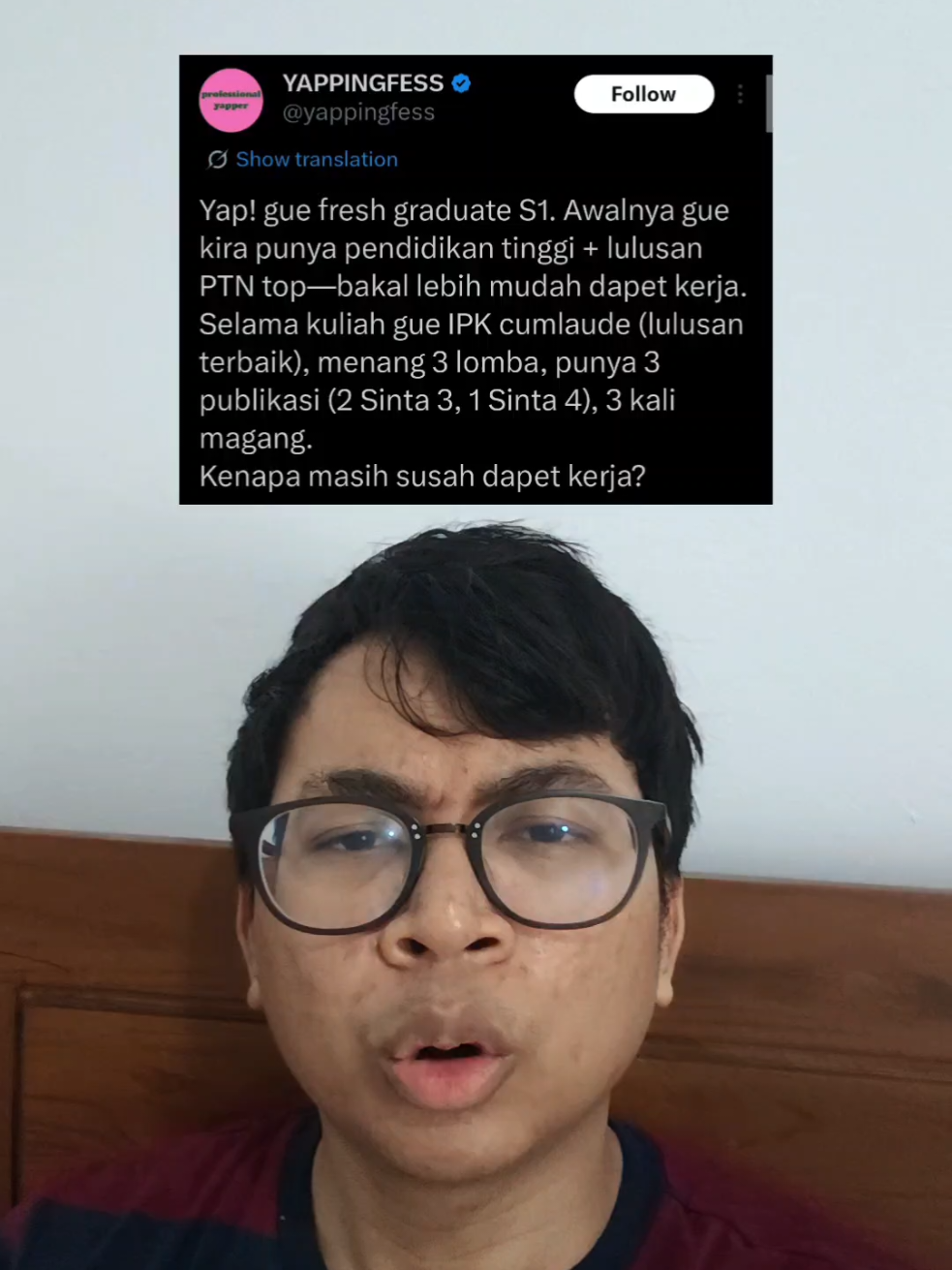 setelah ngobrol sama anak2 magang sekarang.. kayaknya emang sekarang nyari kerja makin kompetitif deh 🗿
