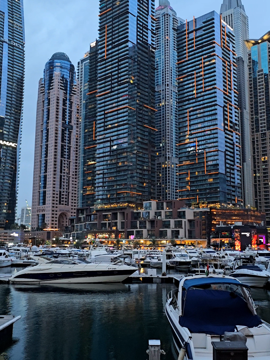 Mind-Blowing and Awesome evening view marina walk tour Dubai UAE #dubai #uae #4kdubai #viralvideo #foryou 