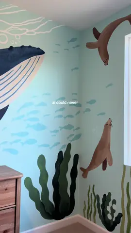 Underwater nursery mural 🐳🐟🪼🐬 . #mural #muralist #muralart #muralartist #muralpainting 