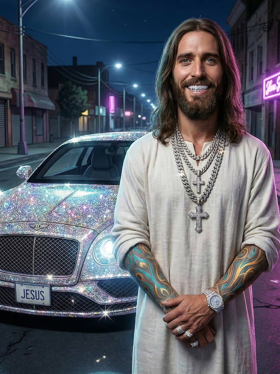 Jesus ist King #jesus #viral #night #bentley #diamonds 