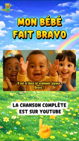 Allez, on applaudit ensemble ! 💛 “Bravo, bravo, bravo…” 👏🎶 🎬 La chanson complète est disponible sur YouTube 👉 Lien en bio 🔗 #enfant #bebé #comptine #pourtoi #bravo 