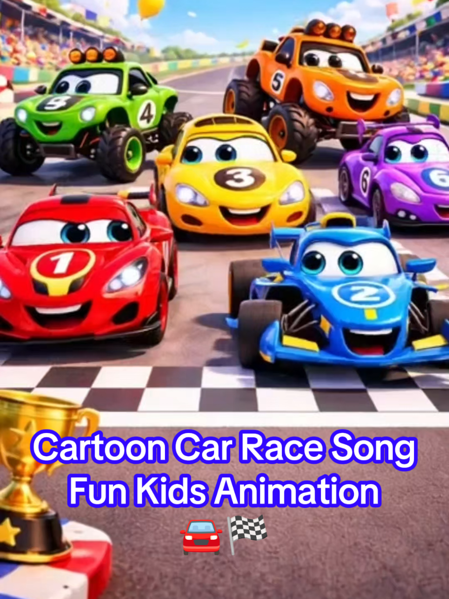 Cartoon Car Race Song 🚗🏁 | Kids Cartoon Animation 🎶 Who wins the race? 👇 #CarRace #KidsCartoon #KidsSong #Cartoon #Animation 