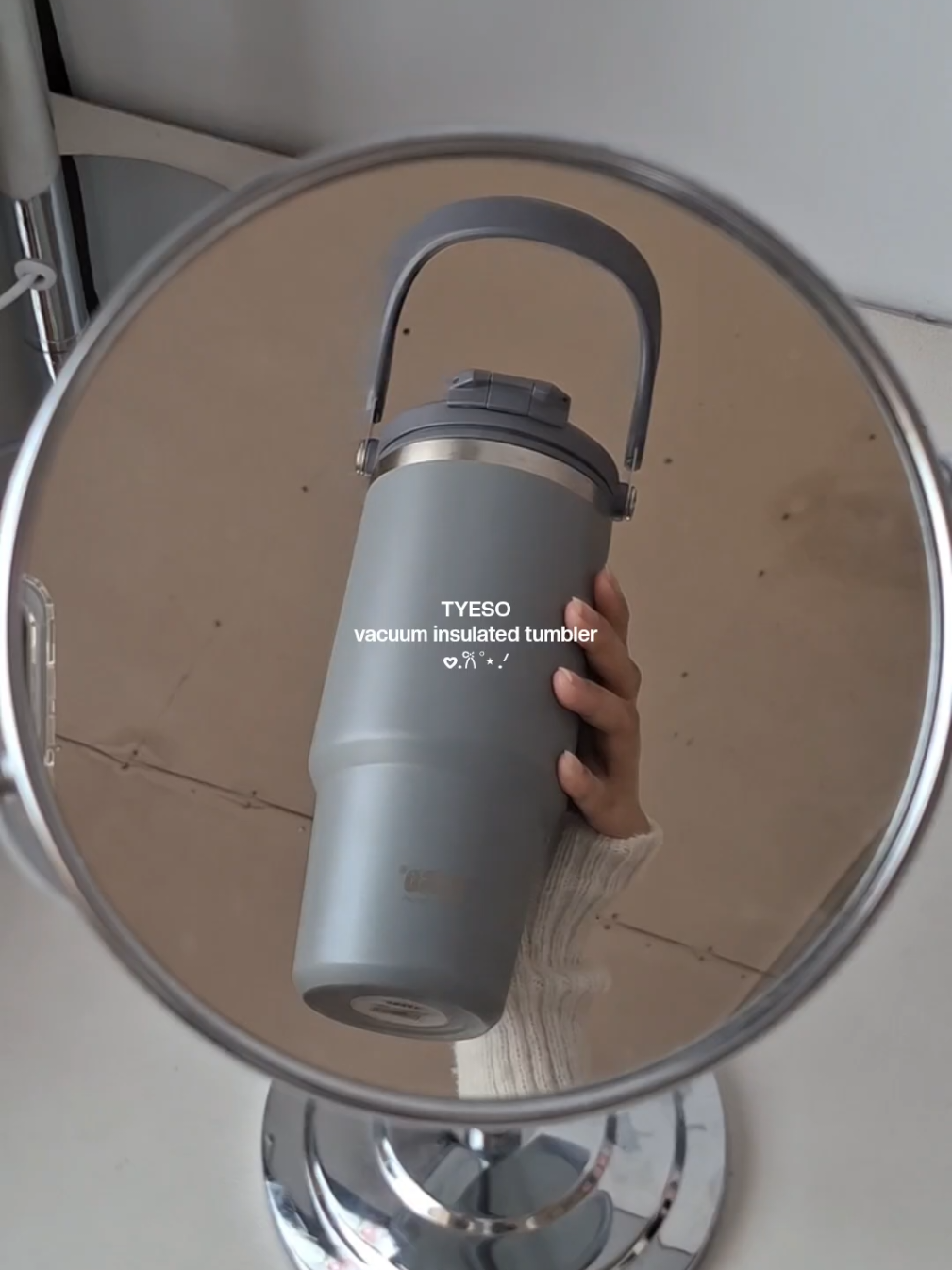 Replying to @ms.annjelly just me and my fav @tyesoph_official tumbler ✨️🩶 #tyeso #tyesotumbler #tumbler #waterbottle #insulatedtumbler 