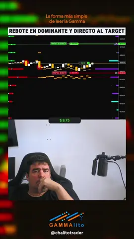 Esto es así… información real del mercado, pero mostrada de forma simple. Una dominante que termina actuando como soporte claro, tal como se vio en este trade. #gex #futurestrading #trader 