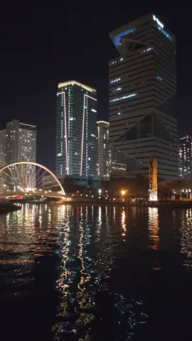 Night view of the songdo lake park from the boat! #citylights #bts #incheon #korea #한국 