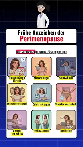 9 frühe Anzeichen, dass deine Perimenopause begonnen hat Zyklus plötzlich chaotisch, Hitzewallungen, Nachtschweiß, Stimmung wie Achterbahn, trockene Scheide, weniger Lust, extra Kilos am Bauch und permanente Müdigkeit – das kann mehr sein als „nur Stress“. In diesem Video zeige ich dir 9 typische Signale, dass dein Körper in die Wechseljahre startet. Wenn du dich wiedererkennst: Hol dir Unterstützung bei Gynäkologin, Hausarzt oder Hebamme – du musst da nicht allein durch. #perimenopause #wechseljahre #hormoneimwandel #frauenkörper #gesundaltern