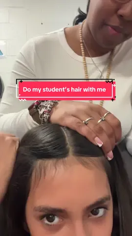Do my student’s hair with me 🫶🏾  one of my favorite students, she has me part or fix her hair every other day 🤣🩷 #fyp #teacher #teachersoftiktok #teacherlife #favteacher 