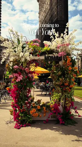 Spring is coming to New York 🌸 Flatiron District is already setting it up, flowers going up and the city slowly coming back to life. #creatorsearchinsights #manhattan #nycvibes #cinematic #urbanlife new york spring, flatiron district nyc, nyc flowers, spring in manhattan, new york aesthetic
