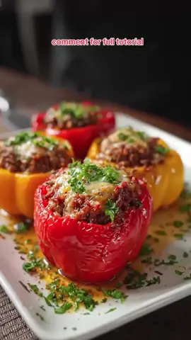 Pimientos Rojos Rellenos de Carne#cooking #yummy #ingredients #Recipe #foodrecipe 