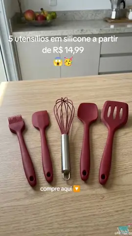 utensilios em silicone / kit 5 peças #achadinhos #utensiliosdecozinha #silicone #colher #espátula 