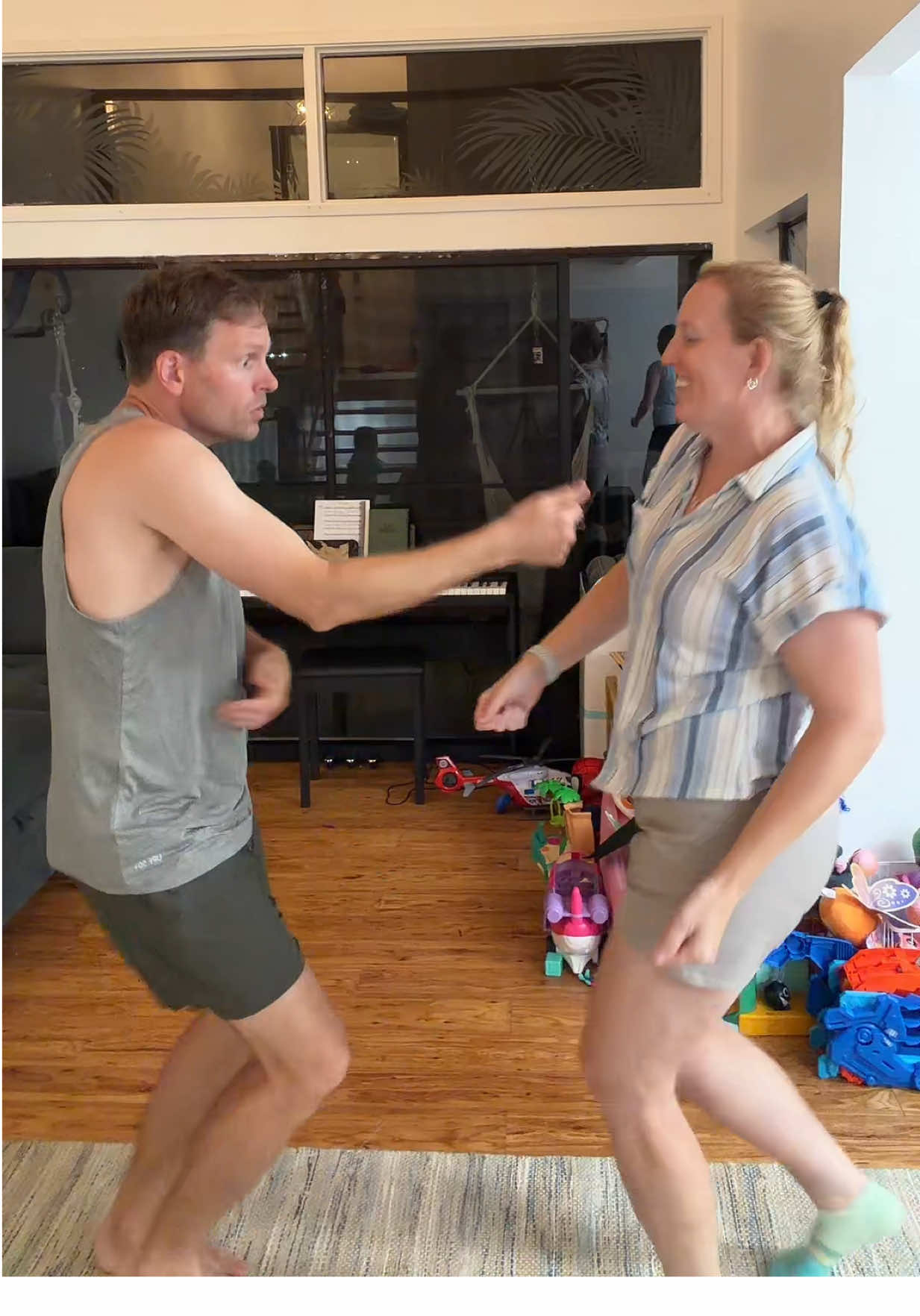 This was our first take after practicing it. Why do I look so nervous and he looks so serious 😂 #blameitontheboogie #dance #trend #husbandandwife #fyp