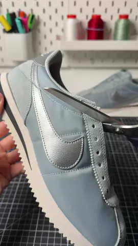 Posting results tomorrow ✂️😱   #customsneaker #asmrsound #customkicks #nikecortez #sneakercustomizing 