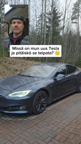 Ei oo uutta ässä näkynyt, onneks vanhakin on pirun hyvä niin ei tässä mikään kiire ole #tesla #autokuume #sähköauto #autonteippaus 