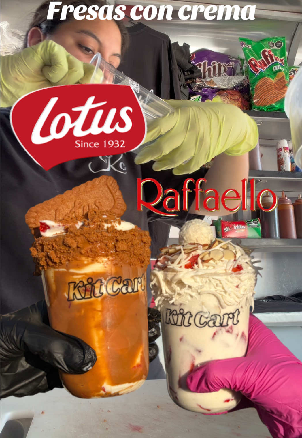 Fresas con crema raffaello o Lotu? cuál prefieres?✨  #culiacan #snack #kitcart #lotus #raffaello  888