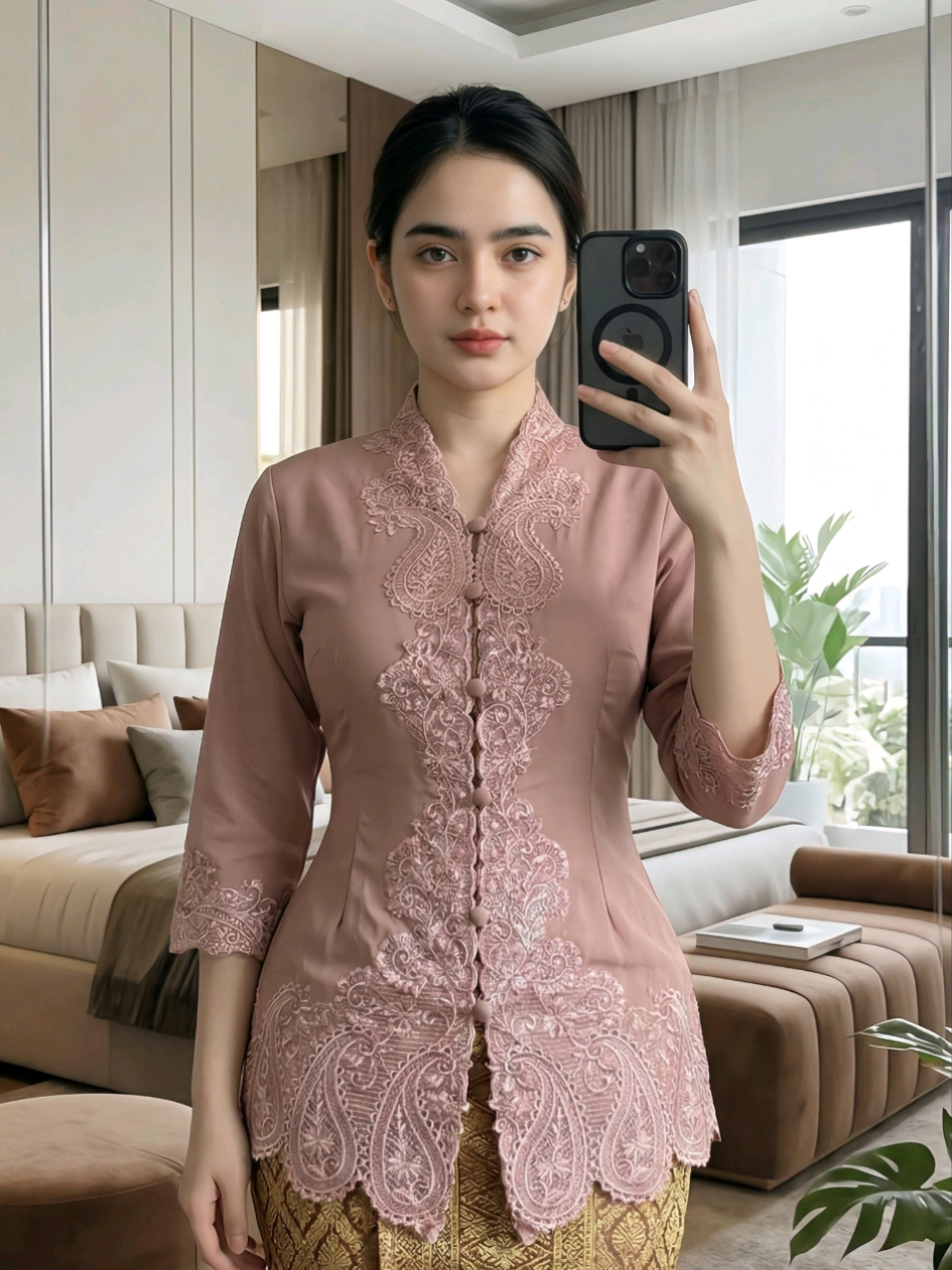 Rekomendasi kebaya encim bordir lengan 3/4