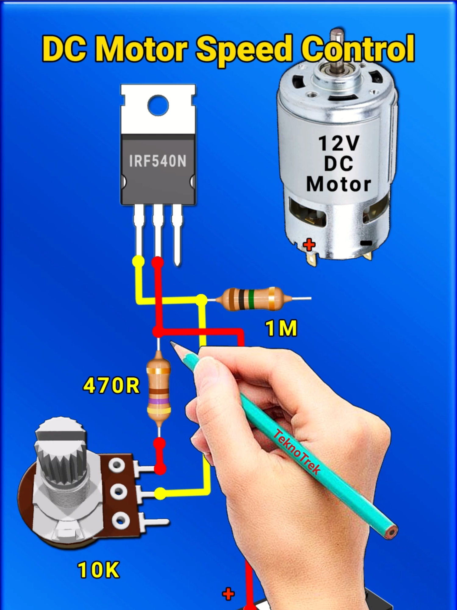 DC Motor Speed Controller Circuit DC Motor Speed Controller Circuit diagram.   Learn how the components work together to regulate motor power.  #shorts #diy #battery
