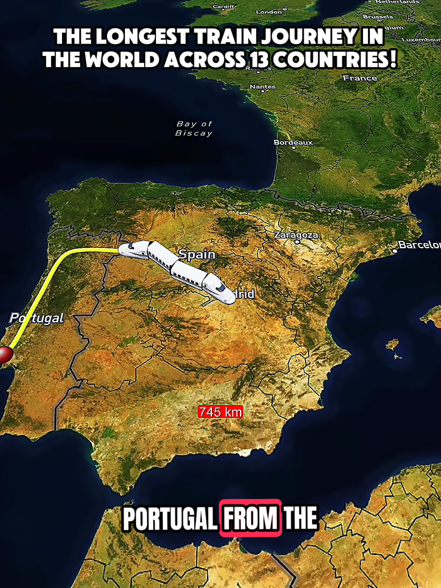 The longest train journey in the world across 13 countries! 🚆😧