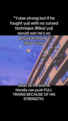 No pal, Yuta with no suppressed cursed technique still dogwalks yuji, I love yuji but you yuji fans don’t understand just because he’s weak “physically” that doesn’t matter because he’s reinforcing himself with cursed energy amping all his stats with his “more cursed energy than Gojo” levels of cursed energy 😭 #jujutsukaisen #yuta 