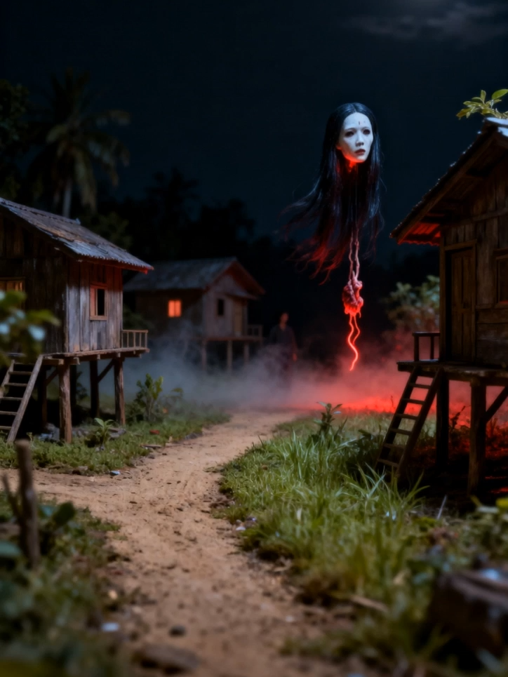 The Krasue – Floating Head Spirit – Thai Urban Legend #krasue #urbanlegend #folklore #creepypasta The Krasue is a ghost from Southeast Asian folklore, most commonly reported in Thailand, where it is said to appear at night as a floating female head with internal organs trailing beneath it. Witnesses often describe seeing a faint glowing light moving through rural areas before realising its true form. The entity is believed to drift silently through the night, becoming one of the region’s most feared and recognisable urban legends.