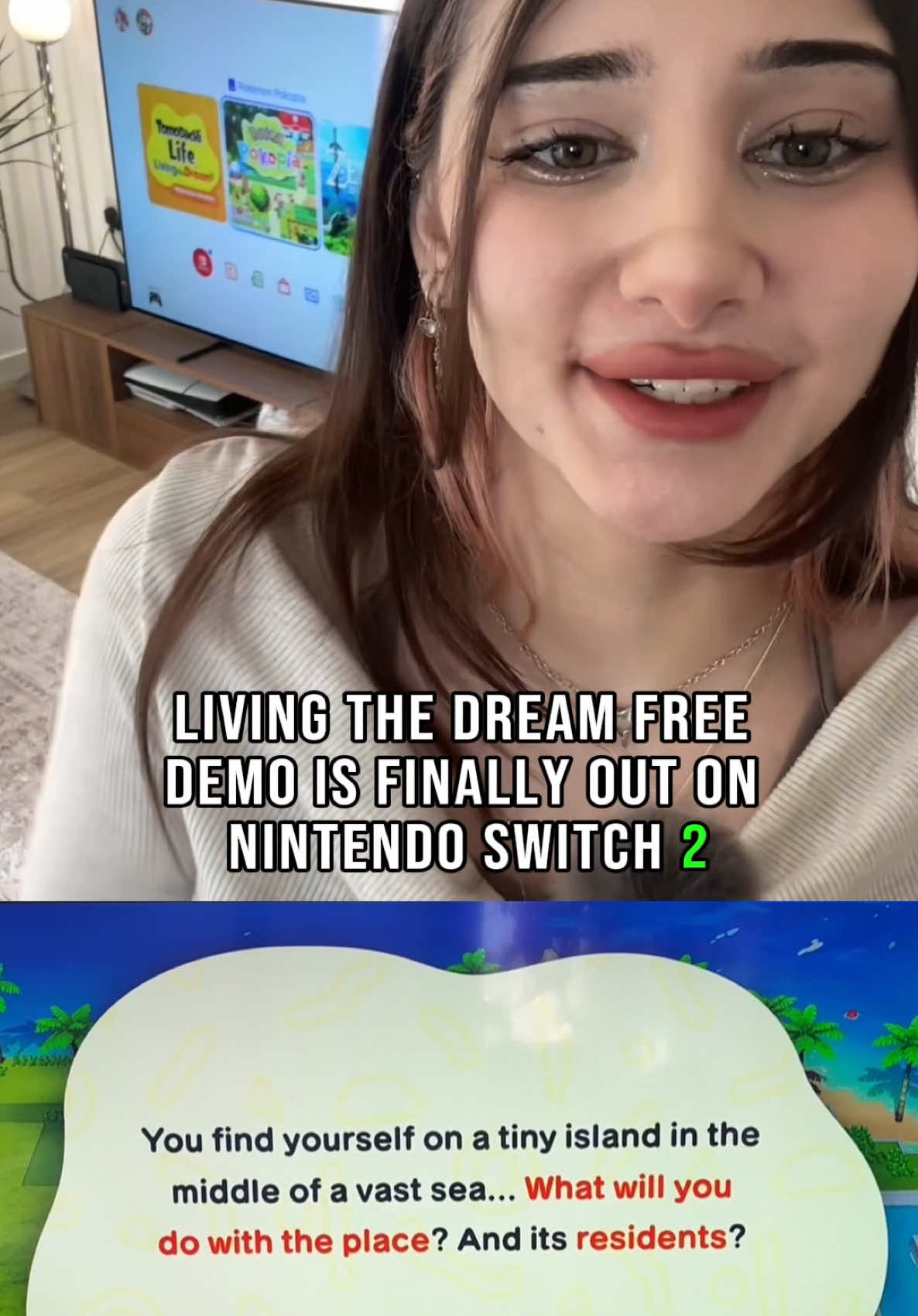 {AD} The Tomodachi Life: Living The Dream free demo is out now on Nintendo Switch 2!! 🏝️Tomodachi Life actually meant so much to me growing up, so the fact that there's a shiny new game for the series makes my heart so happy!! 🥲 I had so much fun with the demo, it's hilarious, heartwarming, quirky and quintessentially Nintendo. It's honestly everything I love about gaming, and seeing the my Mii's with such gorgeous graphics and vibrant colours on my Nintendo Switch 2 was such a treat!! The full game releases April 16th, so I'll be sure to update on the drama and silly scenarios my Mii's get up to soon👀 BUT GO PLAY THE FREE DEMO GUYS!! I PROMISE you will have so so so much fun! 🎀🏝️ // #nintendo #tomodachilifelivingthedream #nintendoswitch2 